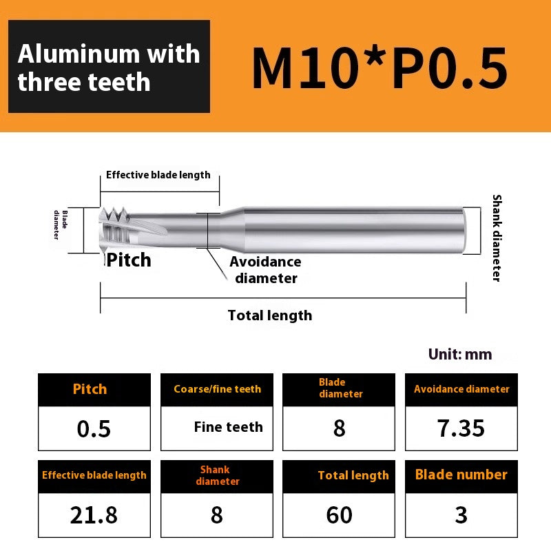 2135-65° aluminum with colorful thread milling cutter lengthened single tooth three-tooth full thread machining center tungsten carbide milling cutter M3M4M5 Shandong Denso Pricision Tools Co.,Ltd.